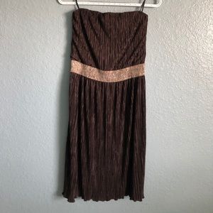 Forever 21 brown and gold strapless dress